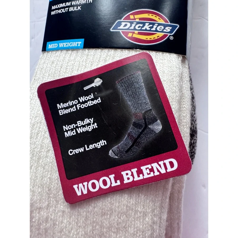 Dickies 2 Pair Merino Wool Blend Performance Thermal Crew Socks Brown Asst 6-12